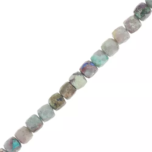 Perline cubiche sfaccettate 4x4 mm in pietra semipreziosa - Crisocolla x10