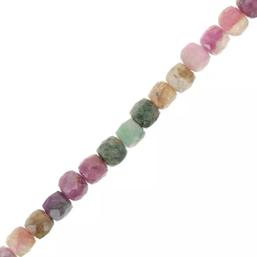 Perles cubes facettés 4x4 mm en pierre gemme - Tourmaline x10