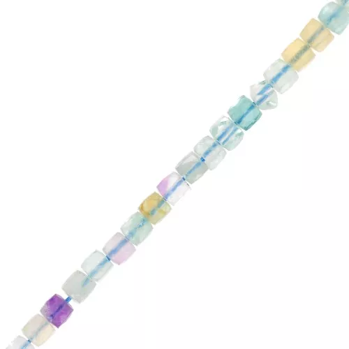 Perle cubiche sfaccettate 4x4 mm in pietra semipreziosa - Fluorite x10