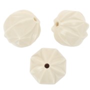Perline rotonde lavorate in resina opaca 10 mm - Ecrù x10