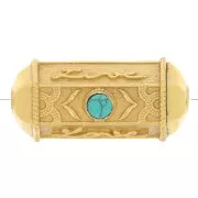 Perla cilindro escluso Perles and co- 25x12 mm dorato - Turchese