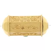 Perla cilindro escluso Perles and co- 25x12 mm dorato - Turchese