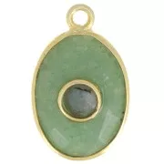 Pendente ovale sfaccettato 18x1mm - Dorato in oro fino - Avventurina - Labradorite