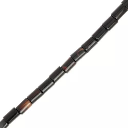 Perline tubolari di pietra semipreziosa 5x3,5 mm - Agata nera x38cm