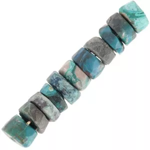 Perle sfaccettate di Heishi - pietra semipreziosa 6x2,5 mm - Crisocolla x20