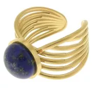 Anello largo a più file regolabile cabochon fondo piatto 10mm acciaio inox304 x1