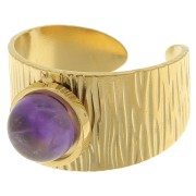 Anello largo - cabochon a fondo piatto da 8 mm-acciaio inossidabile 304 dorato x1