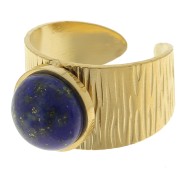 Anello largo - Cabochon fondo piatto 10 mm - Acciaio inossidabile 304 dorato x1