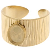 Anello largo regolabile cabochon fondo piatto 8x6mm -acciaio inoss 304 dorato x1|raw }}