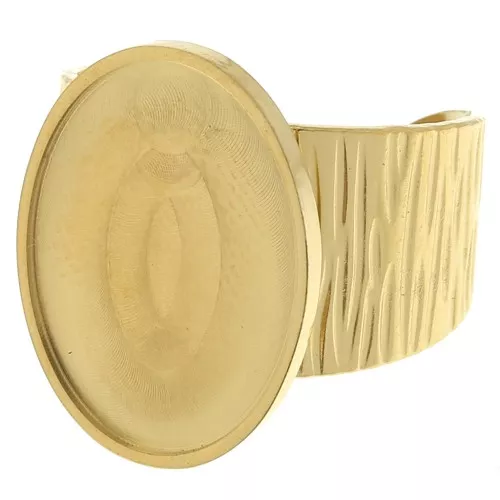 Anello regolabile - cabochon con base piatta 18x13 mm-acciaio inoss 304 dorato x1