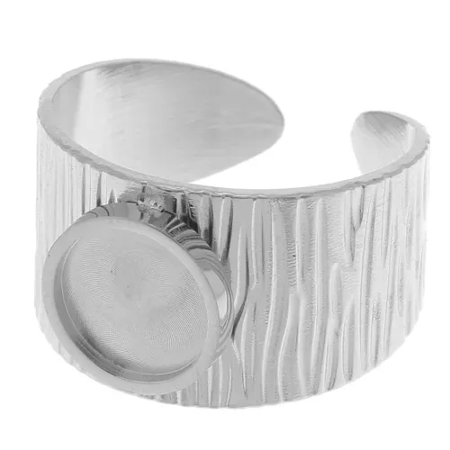 Anello largo regolabile per cabochon a fondo piatto da 8 mm - Acciaio inox 304 x1