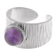 Anello largo regolabile per cabochon a fondo piatto da 8 mm - Acciaio inox 304 x1