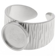 Anello largo regolabile per cabochon a fondo piatto da 10 mm - Acciaio inox 304 x1