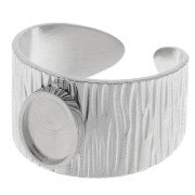Anello largo regolabile per cabochon a fondo piatto 8x6 mm - acciaio inox 304 x1