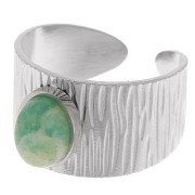 Anello largo regolabile per cabochon a fondo piatto 8x6 mm - acciaio inox 304 x1