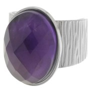 Anello largo regolabile per cabochon a fondo piatto 18x13 mm - Acciaio inox 304 x1