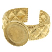 Anello testurizzato regolabile per cabochon a fondo piatto da 10 mm - Acciaio inossidabile 304 Gold