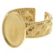 Anello testurizzato regolabile - cabochon a base piatta 14x10 mm - Acciaio inossidabile 304 Gold