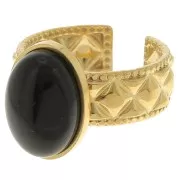 Anello testurizzato regolabile - cabochon a base piatta 14x10 mm - Acciaio inossidabile 304 Gold