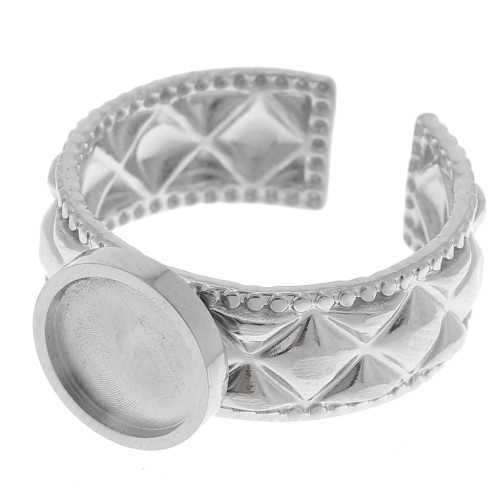 Anello testurizzato regolabile per cabochon a fondo piatto da 8 mm - Acciaio inossidabile 304 x1