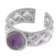 Anello testurizzato regolabile per cabochon a fondo piatto da 8 mm - Acciaio inossidabile 304 x1