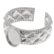 Anello testurizzato regolabile per cabochon a fondo piatto 8x6 mm - Acciaio inox 304 x1