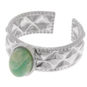 Anello testurizzato regolabile per cabochon a fondo piatto 8x6 mm - Acciaio inox 304 x1