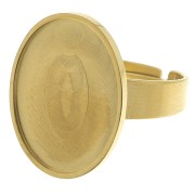 Anello regolabile per cabochon a fondo piatto 18x13 mm - Acciaio inox 304 dorato