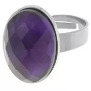 Anello regolabile per cabochon a fondo piatto 18x13mm-Acciaio inossidabile 304 x1