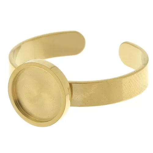 Anello sottile regolabile per cabochon piatto da 8 mm Acciaio inox 304 dorato x1