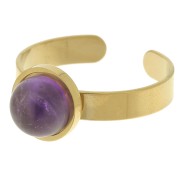 Anello sottile regolabile per cabochon piatto da 8 mm Acciaio inox 304 dorato x1