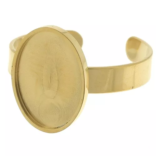 Anello sottile regolabile per cabochon piatto da 14x10mm Acciaio inox 304 dorato