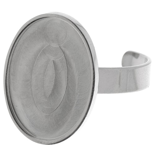 Anello sottile regolabile per cabochon a fondo piatto 18x13 mm - Acciaio inox 304 x1