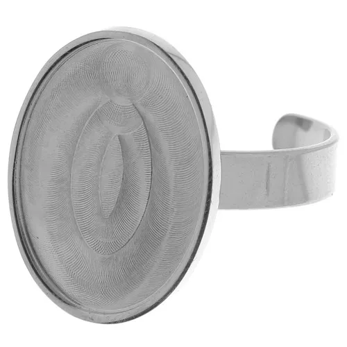 Anello sottile regolabile per cabochon a fondo piatto 18x13 mm - Acciaio inox 304 x1