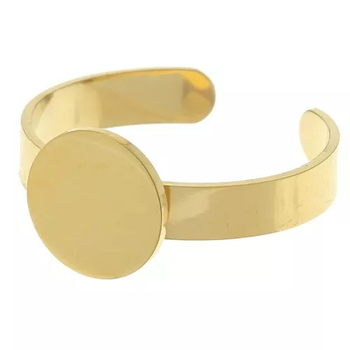 Anello regolabile per cabochon a fondo piatto da 10 mm Acciaio inox 304 dorato