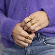 Anello regolabile - Maglie grandi - Acciaio inox 304 dorato x1