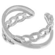 Anello a catena con croce - Regolabile - Acciaio inox 304 x1|raw }}