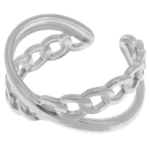 Anello a catena con croce - Regolabile - Acciaio inox 304 x1