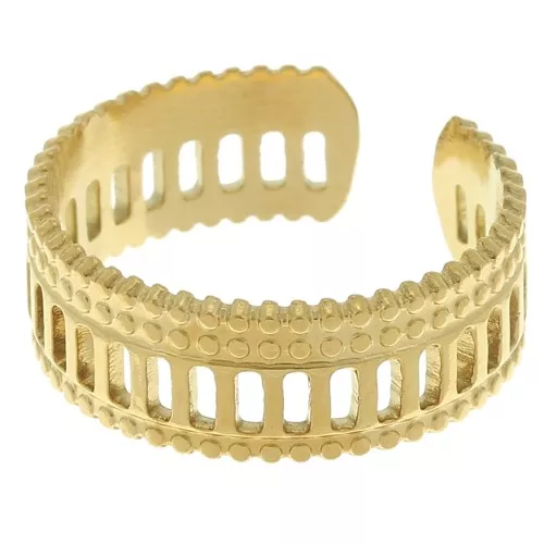 Anello - effetto pizzo traforato - Acciaio inossidabile 304 dorato x1