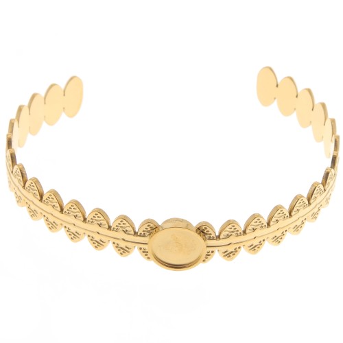 Bracciale etnico regolabile 11x160 mm per cabochon da 10 mm - Acciaio inossidabile 304 ORO