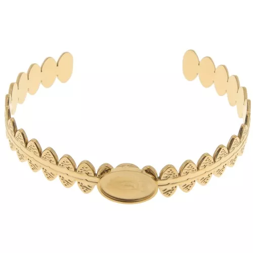 Bracciale etnico regolabile 11x160 mm - cabochon 14x10 mm - Acciaio inossidabile 304 ORO