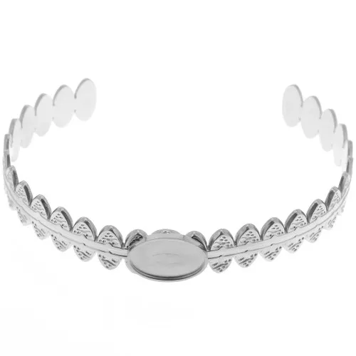Bracciale etnico regolabile 11x160 mm per cabochon 14x10 mm - Acciaio inossidabile 304