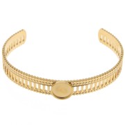 Bracciale traforato effetto pizzo - regolabile 12x155 mm per cabochon da 10 mm - Acciaio inossidabile 304 ORO|raw }}