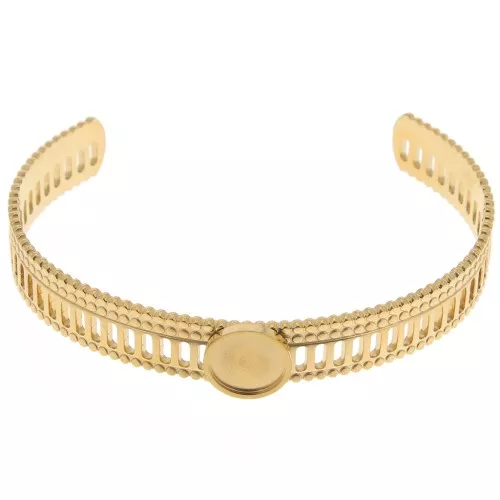Bracciale traforato effetto pizzo - regolabile 12x155 mm per cabochon da 10 mm - Acciaio inossidabile 304 ORO