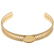 Bracciale traforato effetto pizzo - regolabile 12x155 mm - cabochon 14x10 mm - Acciaio inossidabile 304 GOLD