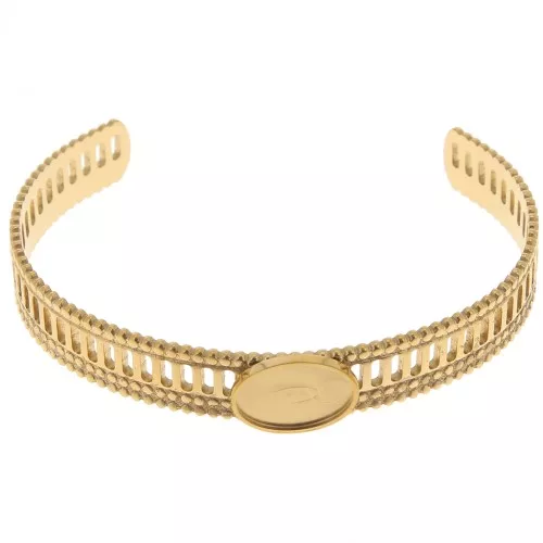 Bracciale traforato effetto pizzo - regolabile 12x155 mm - cabochon 14x10 mm - Acciaio inossidabile 304 GOLD
