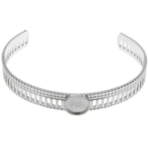 Bracciale traforato effetto pizzo - regolabile 12x155 mm per cabochon da 10 mm - Acciaio inossidabile 304 x1