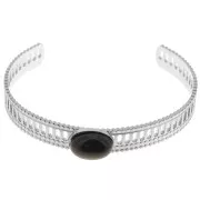 Bracciale traforato effetto pizzo - regolabile 12x155 mm per cabochon 14x10 mm - Acciaio inossidabile 304
