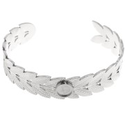 Bracciale regolabile a foglia d'alloro 15x160 mm per cabochon da 8 mm - Acciaio inossidabile 304 x1