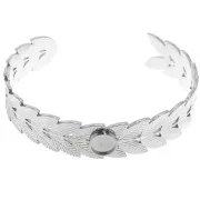 Bracciale regolabile a foglia d'alloro 15x160 mm per cabochon da 8 mm - Acciaio inossidabile 304 x1